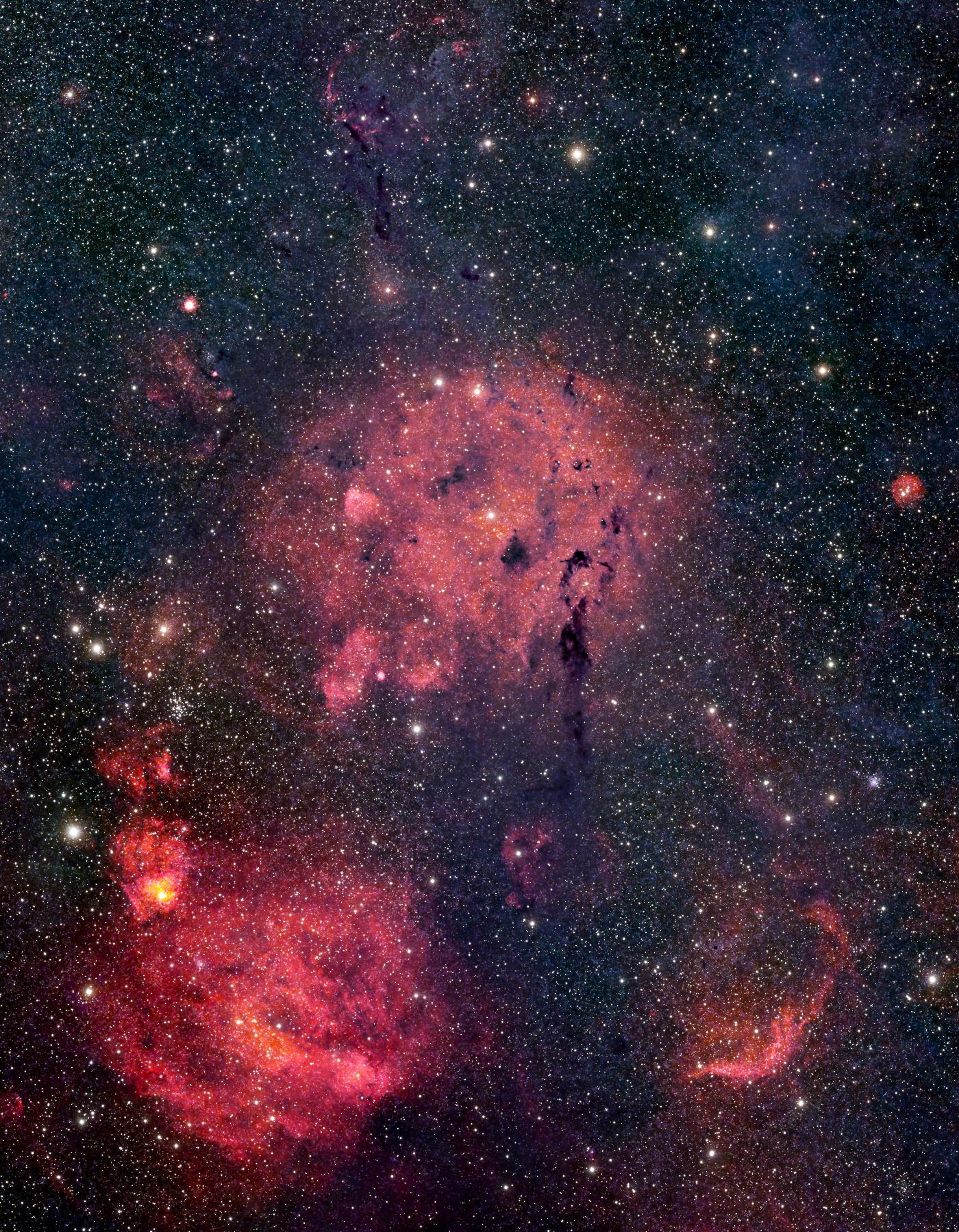 Many emission nebulae (including DU 71 and SH2-205)