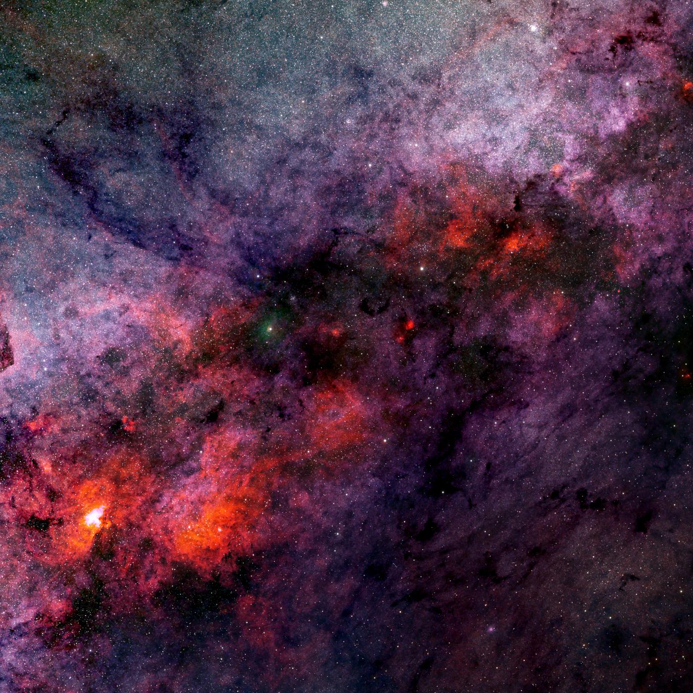 Galactic plane near M16 in H-alpha, blue continuum and red continuum
